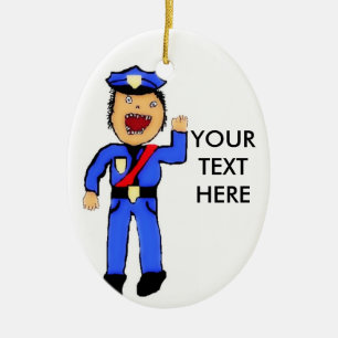 Personalized Christmas Policemen Ceramic Ornament