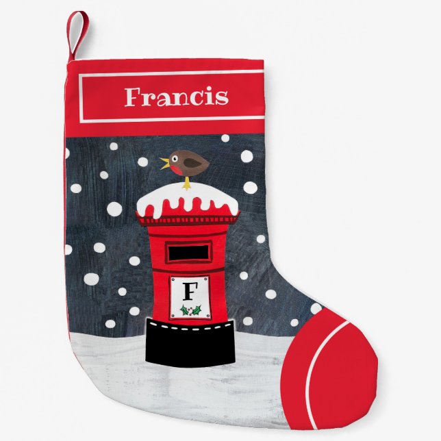 Personalized Christmas Post Box & Robin Stocking (Front)