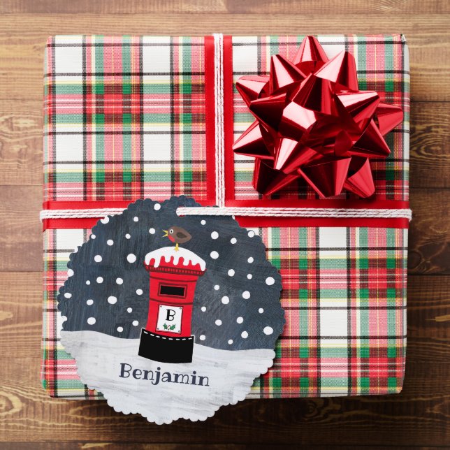 Personalized Christmas Post Box Snow Scene  Ornament Card (Insitu (Gift))