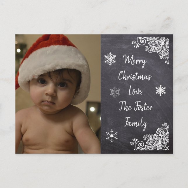 Personalized Christmas Postcard Chalkboard Style (Front)