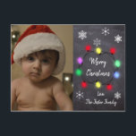 Personalized Christmas Postcard Chalkboard Style<br><div class="desc">Personalized Christmas Postcard Chalkboard Style with snowflakes and an antique truck carrying a Christmas tree.</div>