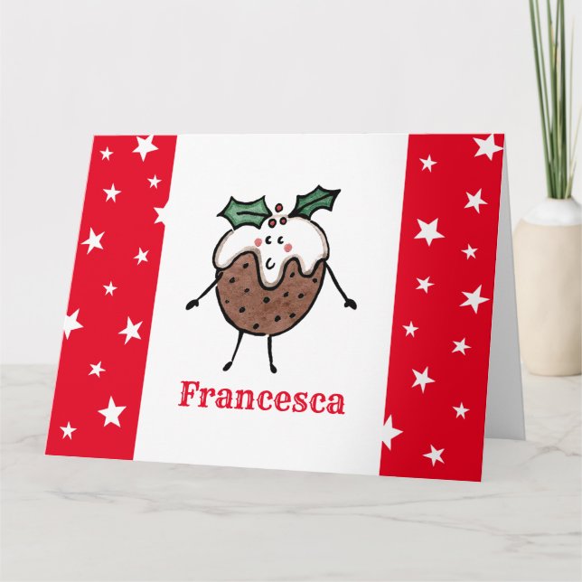 Personalized Christmas Pudding Card (Front)
