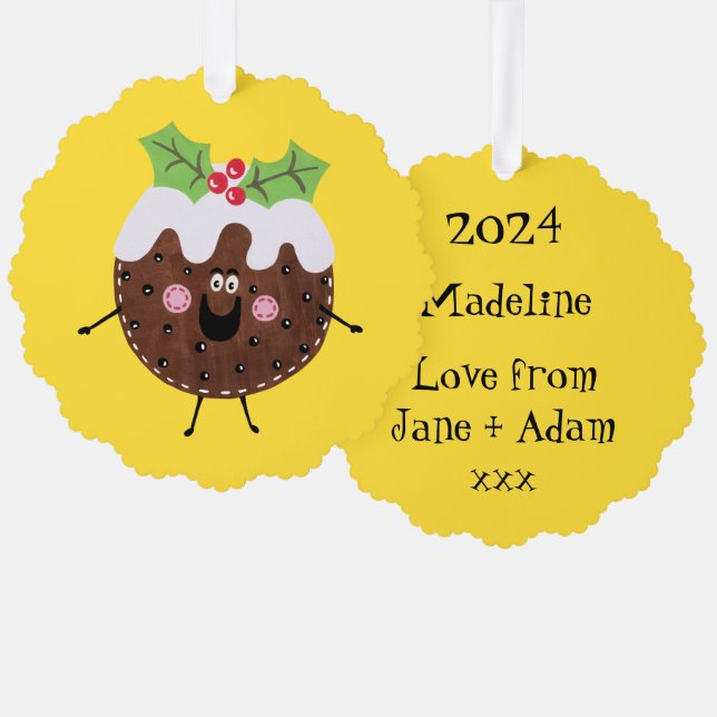 Personalized Christmas Pudding Ornament Card (Front/Back)