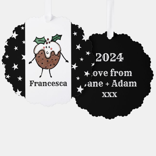 Personalized Christmas Pudding Ornament Card (Front/Back)