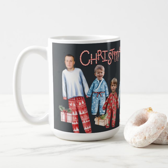Personalized Christmas Pyjamas Photo Mug (With Donut)