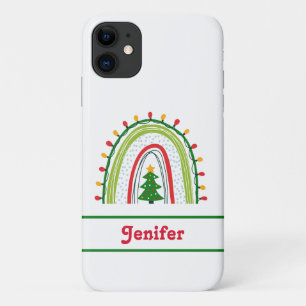 Personalized Christmas Rainbow Red Green iPhone 11 Case