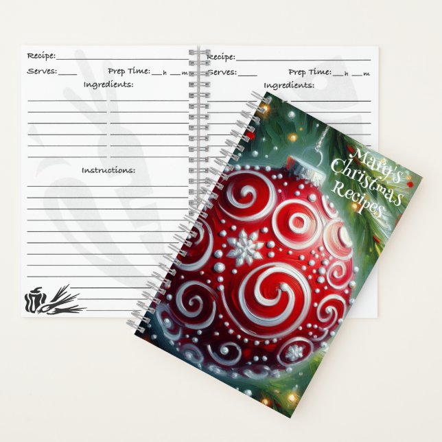Personalized Christmas Recipe Book Ornament Art (Inside)