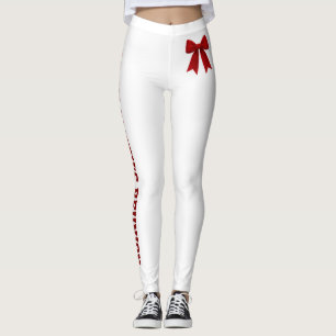 Personalized Christmas Red Bow Tie Family Reunion Leggings