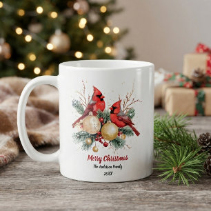 Personalized Christmas Red Cardinal & Berries      Coffee Mug