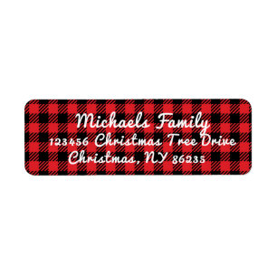 Personalized Christmas Red Plaid Address Labels