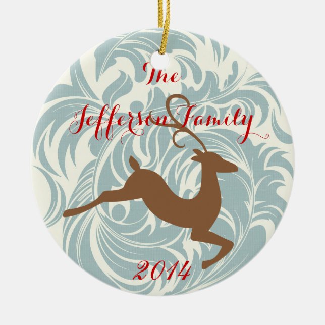 Personalized Christmas Rein Deer Family Ornament (Front)