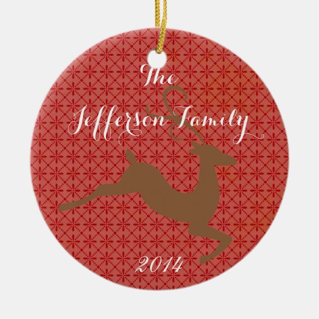 Personalized Christmas Rein Deer Family Ornament (Front)