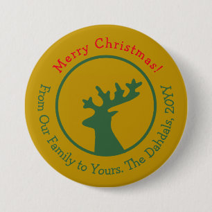 Personalized Christmas Reindeer 3 Inch Round Button
