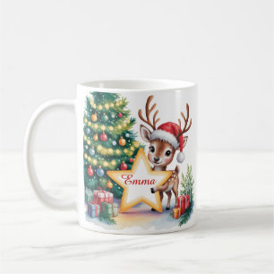 Personalized Christmas Reindeer Custom Name  Coffee Mug