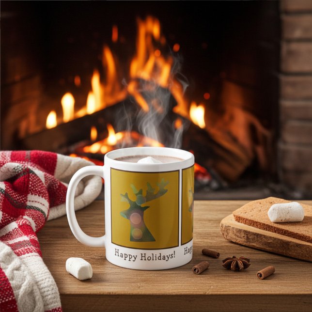 Personalized Christmas Reindeer, Deep Bronz Gold Coffee Mug (Creator Uploaded)