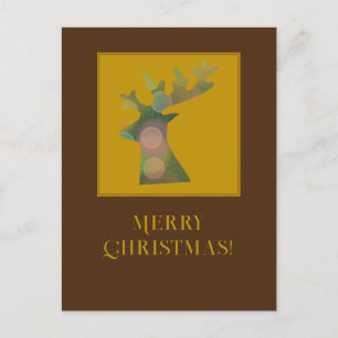 Personalized Christmas Reindeer Head Deep Brown Holiday Postcard