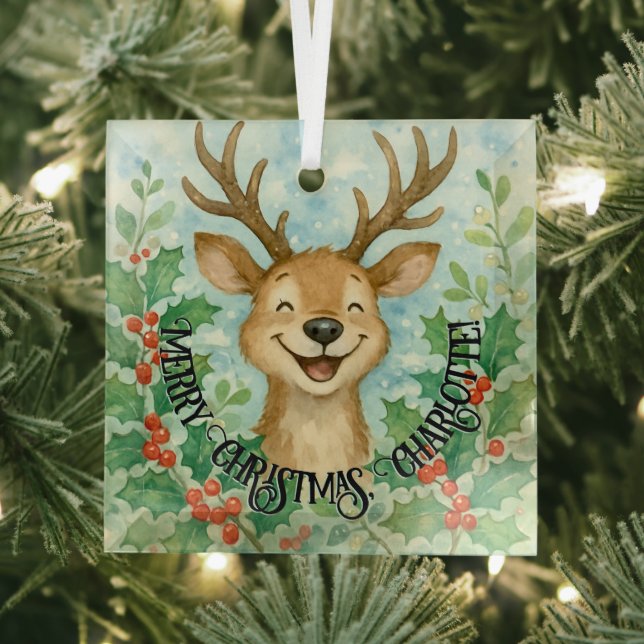Personalized Christmas Reindeer Ornament (Insitu)