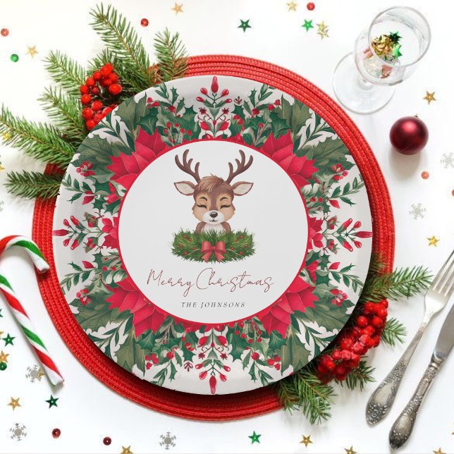 Personalized Christmas reindeer  Paper Plate (Creator Uploaded)