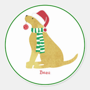 Personalized Christmas Retriever Holiday Dog Classic Round Sticker