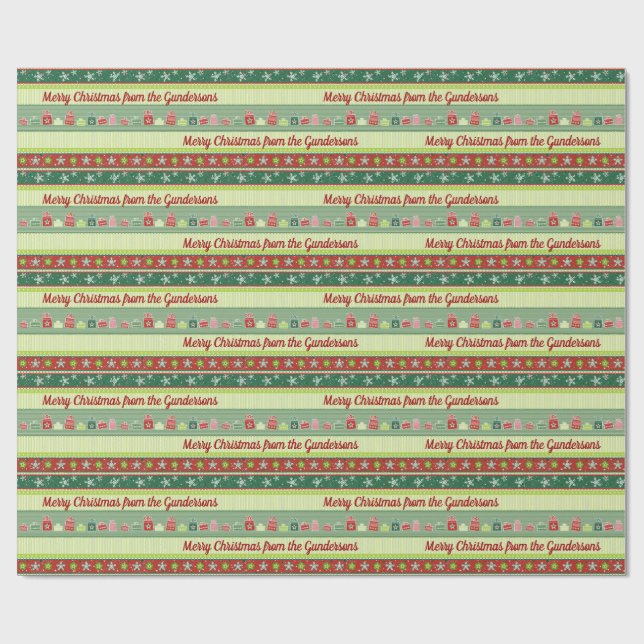 Personalized Christmas Ribbons Wrapping Paper (Flat)