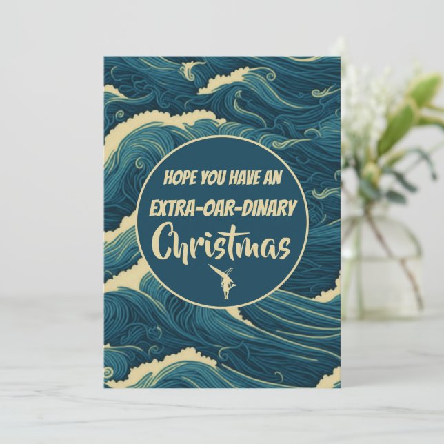 Personalized Christmas rowing  Invitation (Standing Front)