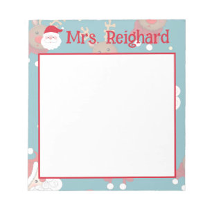 Personalized Christmas Santa and Reindeer  Notepad