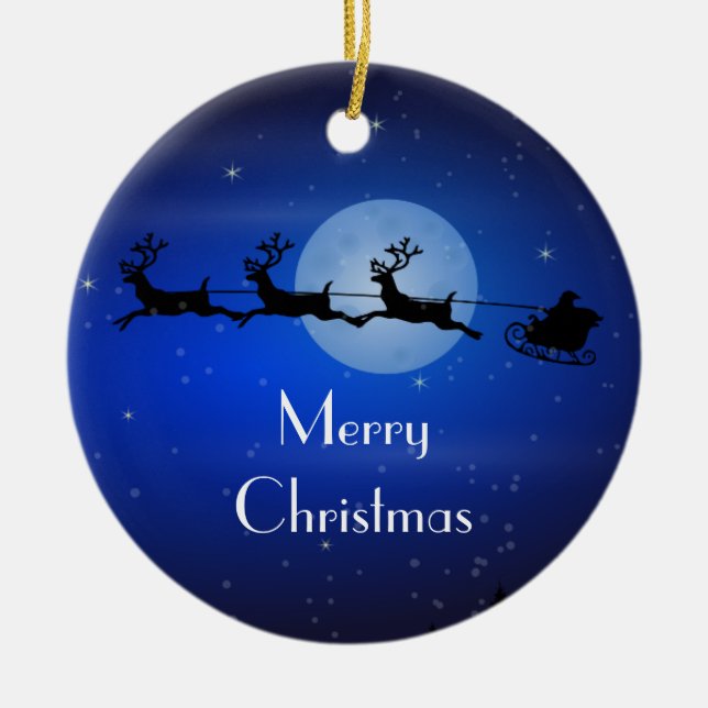 Personalized Christmas Santa Ceramic Ornament (Front)