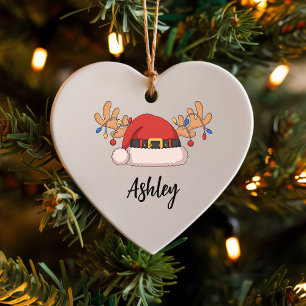 Personalized Christmas Santa Hat Ornament for Her