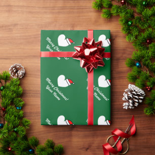 Personalized Christmas Santa heart wrapping paper