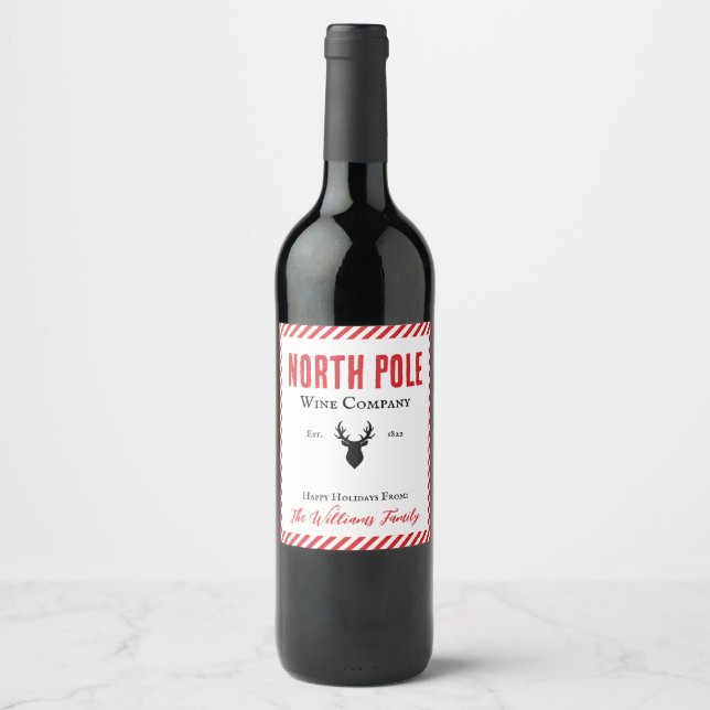 Personalized Christmas Santa Holiday Wine Label (Front)