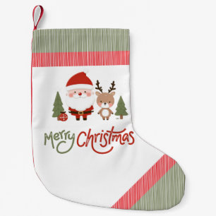 Personalized Christmas Santa & Reindeer  Small Christmas Stocking