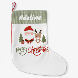 Personalized Christmas Santa & Reindeer Small Christmas Stocking