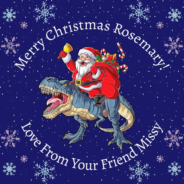 Personalized Christmas Santa Riding Dinosaur Wrapping Paper (Creator Uploaded)