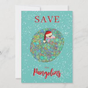 Personalized Christmas Save the Pangolin Holiday Card