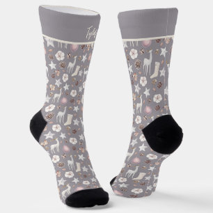Personalized Christmas Scandinavian Deer Pattern Socks