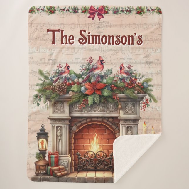 Personalized Christmas Sherpa Blanket (Front)