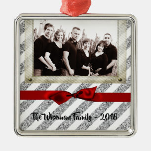Personalized Christmas Silv Glitter PHOTO Ornament