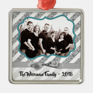 Personalized Christmas Silv Glitter PHOTO Ornament
