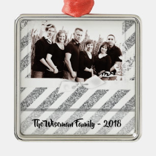 Personalized Christmas Silv Glitter PHOTO Ornament