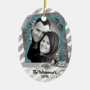 Personalized Christmas Silv Glitter PHOTO Ornament