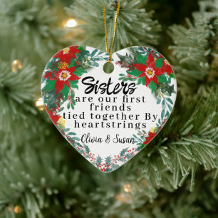 Personalized Christmas Sisters Gift for Sister Ceramic Ornament