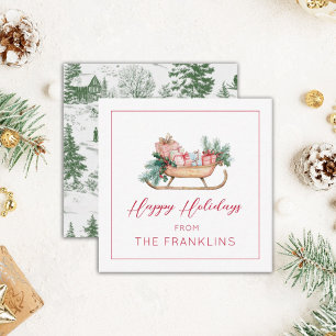 Personalized Christmas Sleigh Gift Enclosure Card
