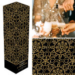 Personalized Christmas Snowflake Black Gold Gift  Wine Box<br><div class="desc">Add the wow factor to your bottle of wine or Champagne with a personalized gift box! This elegant winter-themed design features the words 'Merry Christmas' and can be personalized with the recipient's name or a family name and the holiday year. A stylish all-over pattern adorned with interconnected flower shapes, heart-shaped...</div>