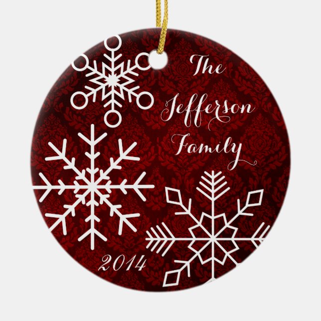 Personalized Christmas Snowflake Family Ornament (Front)