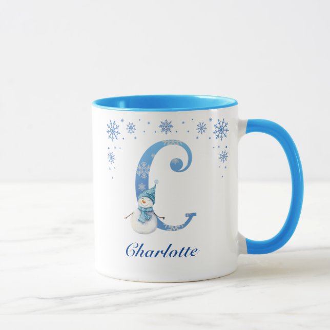 Personalized Christmas Snowflake Monogram C Mug (Right)
