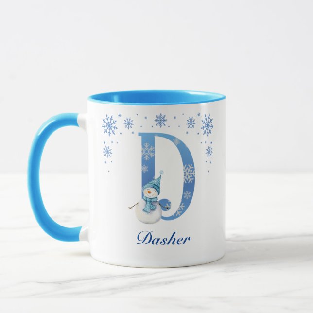 Personalized Christmas Snowflake Monogram D Mug (Left)
