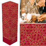 Personalized Christmas Snowflake Red Gold Gift  Wine Box<br><div class="desc">Add the wow factor to your bottle of wine or Champagne with a personalized gift box! This elegant winter-themed design features the words 'Merry Christmas' and can be personalized with the recipient's name or a family name and the holiday year. A stylish all-over pattern adorned with interconnected flower shapes, heart-shaped...</div>