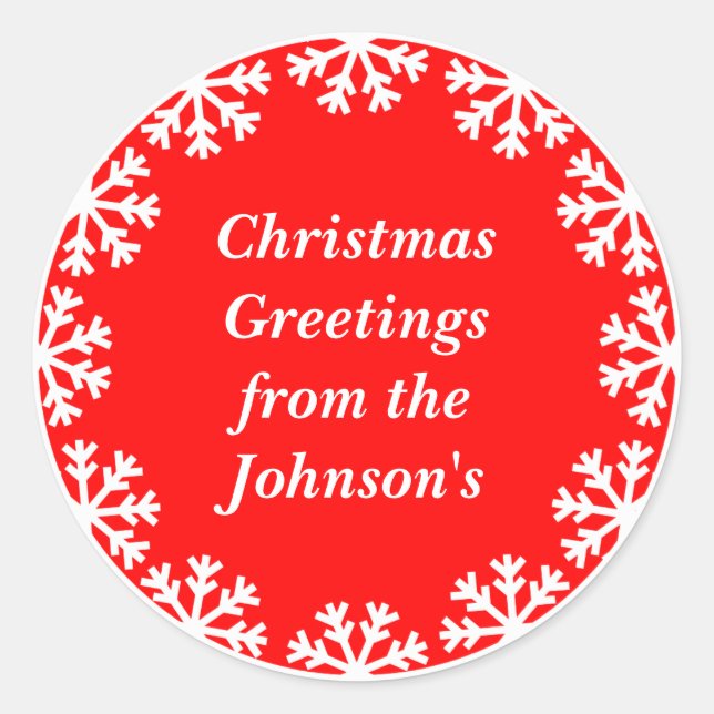 Personalized Christmas Snowflakes Envelope Seals (Front)