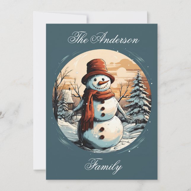 Personalized Christmas Snowman Card (Front)