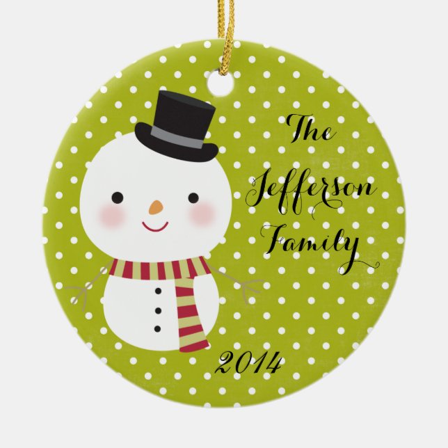 Personalized Christmas Snowman Fro Family Ornament (Front)